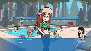 Camp Pinewood gameplay featuring big-boobed mommy character by Loveskysan69