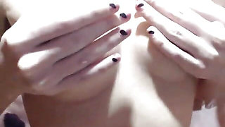 Oily A-cup worship, close up nipples