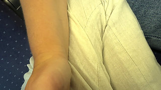 Crazy Risky Handjob in the Train and Left a Surprise on the Seat