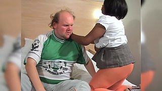 Controlled by a Busty Black Boobed Amateur in Orange Leggings