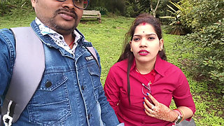Indian Desi Girl Kissing Scenes and Boobs Press by Her Boyfriend in Forest