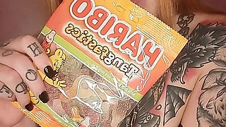 Maid Stuffs Mouth with Sweettreats