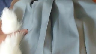 Schoolgirl Fucking Her with a Foxtail in the Ass