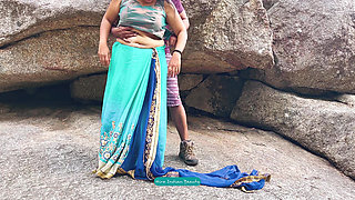 Indian Couple Romance in Outdoor - Saree Sex - Saree Lifted up and Ass Spanked