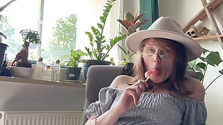 Suck the lolly dick and rub my clit hard till I come