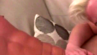 Blonde MILF babe banged on the sofa