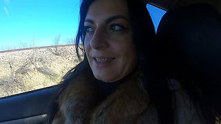 Cheating Wife Goes Fur-coat Shopping with Her Husbands Friend. She Will Suck His Cock Out-door 221