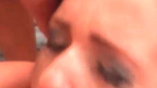 Brunette slut gets bukkake facialized in casting orgy