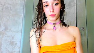 Cute curly brunette solo webcam masturbation