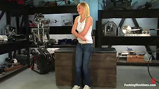 naughty blonde teen's left speechless by a machine