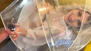 Romantic Ignore Handjob with Multiple Abandoned Double Cumshots From POV with See Through Raincoat