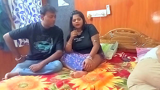 Desi Horny Wife Pussy Fucking with Her Debor Infront of Husband..