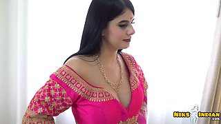 Sexy Indian MILF strips off her sari and fucks hard in her first desi romp