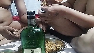 Sandeep and pooja enjoying food and drink
