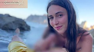 Spanish teen Sandralydx gives intense outdoor handjob and blowjob until cum swallow in mouth POV