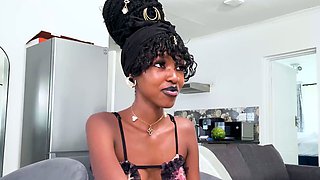 Petite ebony teen on first time casting