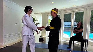 Judo then hot titty fucking of slutty housewife