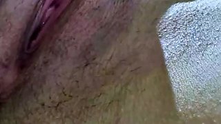 Hot brunette amateur MILF rides hubbys cock