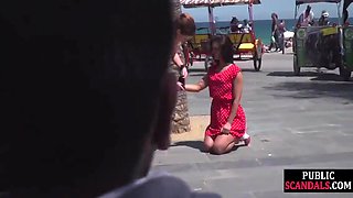 Humiliated Public Sub Gagged And Stripped By Her Master