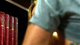 Big TS librarian attracted by big cock in library