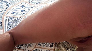 Small pussy and natural tits milf pov flashing on public beach