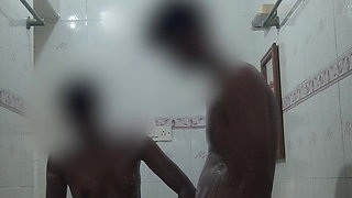 Cute Indian GF & BF Bathing Sucking Fucking Together