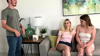 CFNM 21yo amateur gals give 3some BJ
