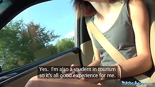 Public agent hitchhiking student screws meaty sausage