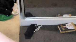 Tattoo Girl Masturbating with Face Fuck Red Dildo in Pussy but Plug