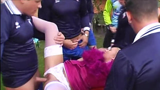 Outdoor gangbang for milf bitch Valery Hilton