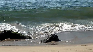 Stepmom on vacation seduces stepson on the beach (POV)