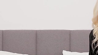 Busty blonde MILF rides Black stud's face and his cock