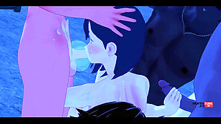 Dandadan Hentai - Momo Ayase Is Fucked by 5 Mens Handjob, Double Penetration and Blowjob - Asian Japanese Manga Anime Hentai 3D