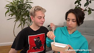 Moon Imp & Danise Hill's BF Eats Sushi & Pussy at Club Sweethearts