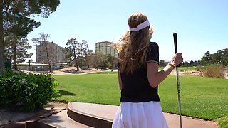 Golfing with Busty Blonde Slut - Public Outdoor sex