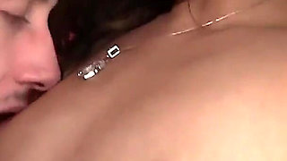 Hot brunette, Gigi Rivera, dressed in a coquettish outfit gets naked and works her partner's stiff cock in this hot sex session
