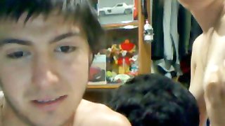 two mexican guys with american girl on cam
