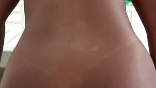 Horny latina girl with huge ass grinds my cock with her pussy in reverse cowgirl position