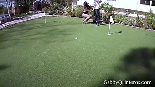 Mex MILF Gabby Quinteros Gobbles her Golf Instructors Cock