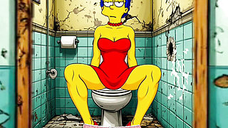 Married Housewife Gets Fucked In A Public Dirty Restroom. Cartoon. Simpsons Parody.