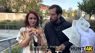 HUNT4K. Poor redhead slut with nice curves and pussy is fucking for scientific progress