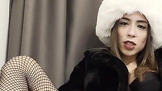 Skinny Girl in Russian Outfit Masturbating