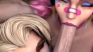 Magik Deepthroating a Hard Cock with Her Marvel Rivals Friend