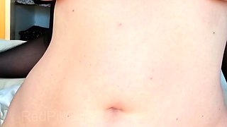 Glamour babe with big boobs masturbates in lingerie