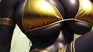 African Woman Sexy Pose in Jungle with Music (ai Animation)