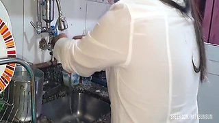 I Fucked My Wifes Friend While She Washed The Dishes