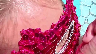 Amateur Hotwife Gets a Messy Facial by the Pool