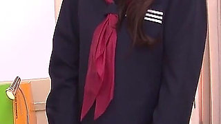 Japanese student gets her hairy pussy pleased by the college doctor