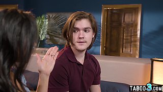 mom teaching stepson and his teenage GF