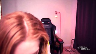 Close up with teen blonde sex doll rubbing her cunt